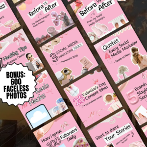 100 Aesthetic Pink Instagram Carousel Templates with PLR&MRR right