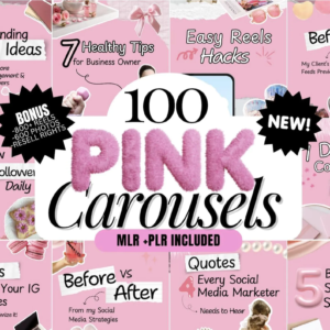 100 Aesthetic Pink Instagram Carousel Templates with PLR&MRR right